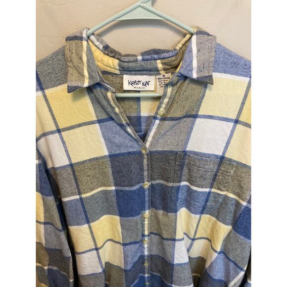 Vintage 90's Krazy Kat Women's Flannel Plaid Button Up Plus Size 16 - Picture 4 of 9